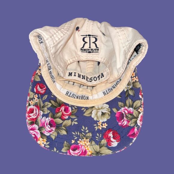 Robin Ruth Floral Minnesota Distressed Lettering Baseball Hat Cap Adjustable - Picture 4 of 5
